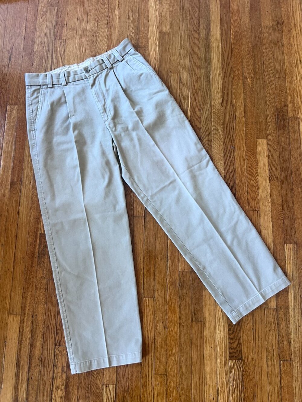 Vintage Perry Ellis Pleated Heavyweight Cotton Khaki Chinos - Men's 33 x 29.5